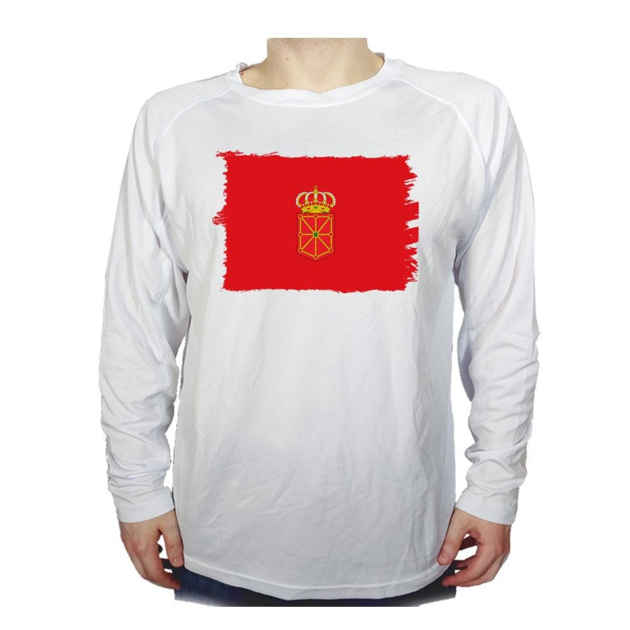 CAMISETA MANGA LARGA bandera de navarra españa comunidad autonoma personalizada