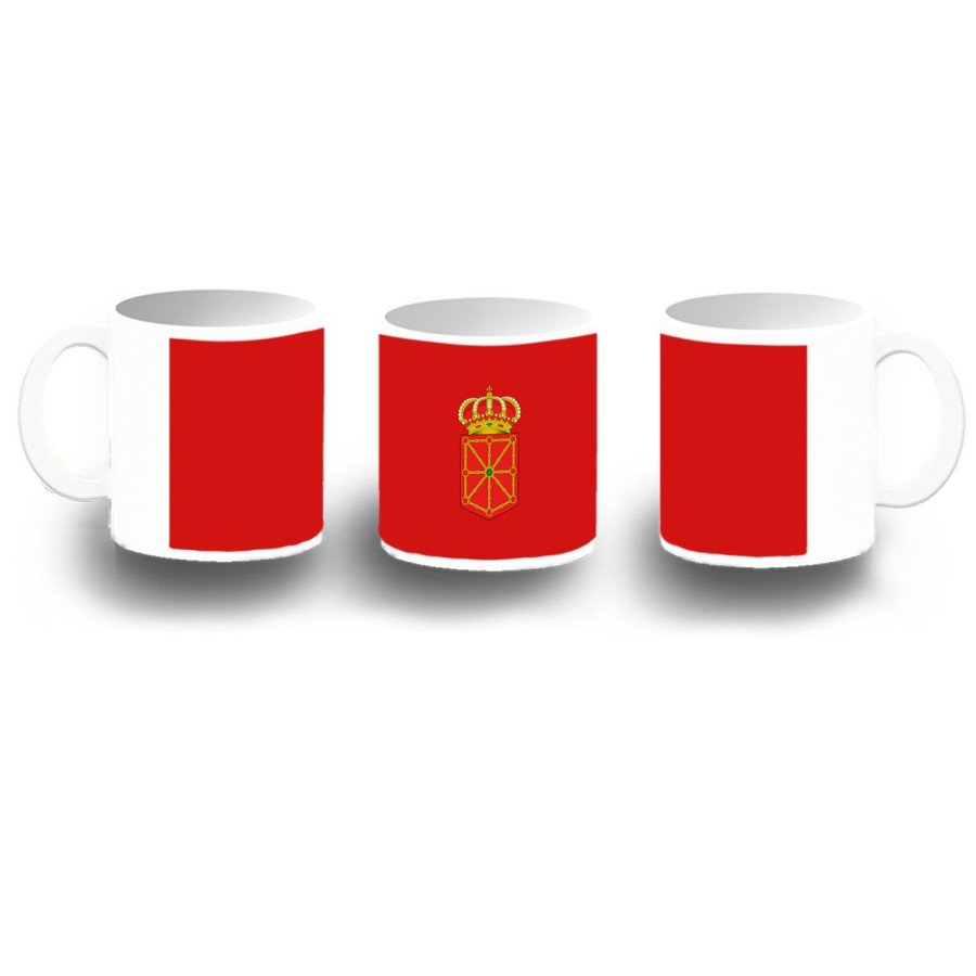 Taza fotoluminiscente bandera de navarra españa comunidad autonoma BRILLA OSCURIDAD