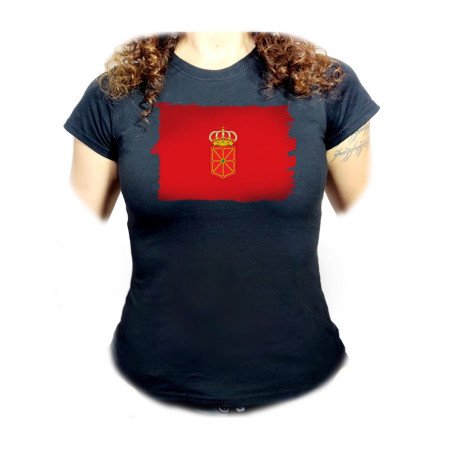 CAMISETA NEGRA MUJER bandera de navarra españa comunidad autonoma oferta personalizada