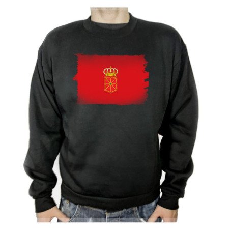 SUDADERA NEGRA bandera de navarra españa comunidad autonoma adulto poliester algodón personalizada