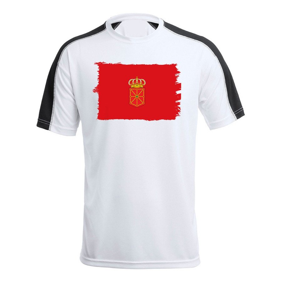 CAMISETA técnica franja mangas NEGRA bandera de navarra españa comunidad autonoma personalizada