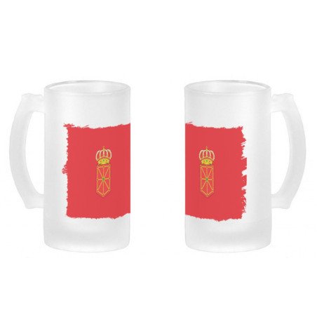 Jarra cerveza cristal bandera de navarra españa comunidad autonoma esmerilada esmerilado 500ml