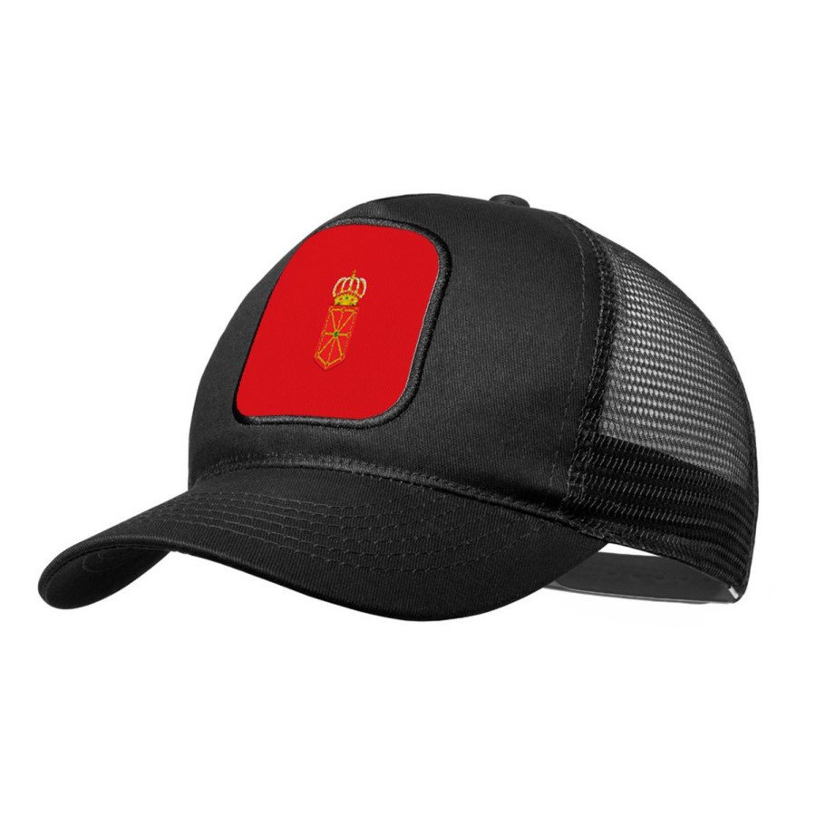 Gorra NEGRA con rejilla bandera de navarra españa comunidad autonoma moda deporte