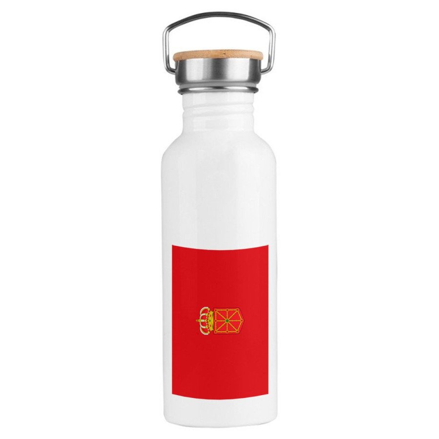 Bidón 750 ml acero inoxidable estilo retro bandera de navarra españa comunidad autonoma deporte deportivo botella