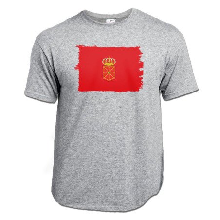 CAMISETA Gris mezcla bandera de navarra españa comunidad autonoma moda verano personalizada