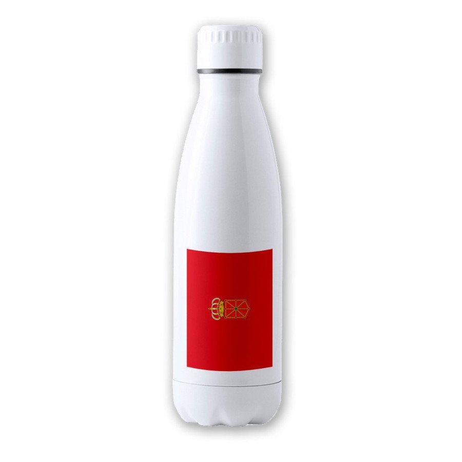 Bidón Térmico aislante 500 ml acero inoxidable bandera de navarra españa comunidad autonoma botella termo deportivo