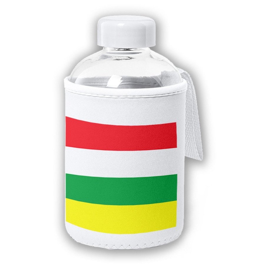 Bidón cristal con Funda soft shell bandera de la rioja españa comunidad autonoma tapon seguridad botella