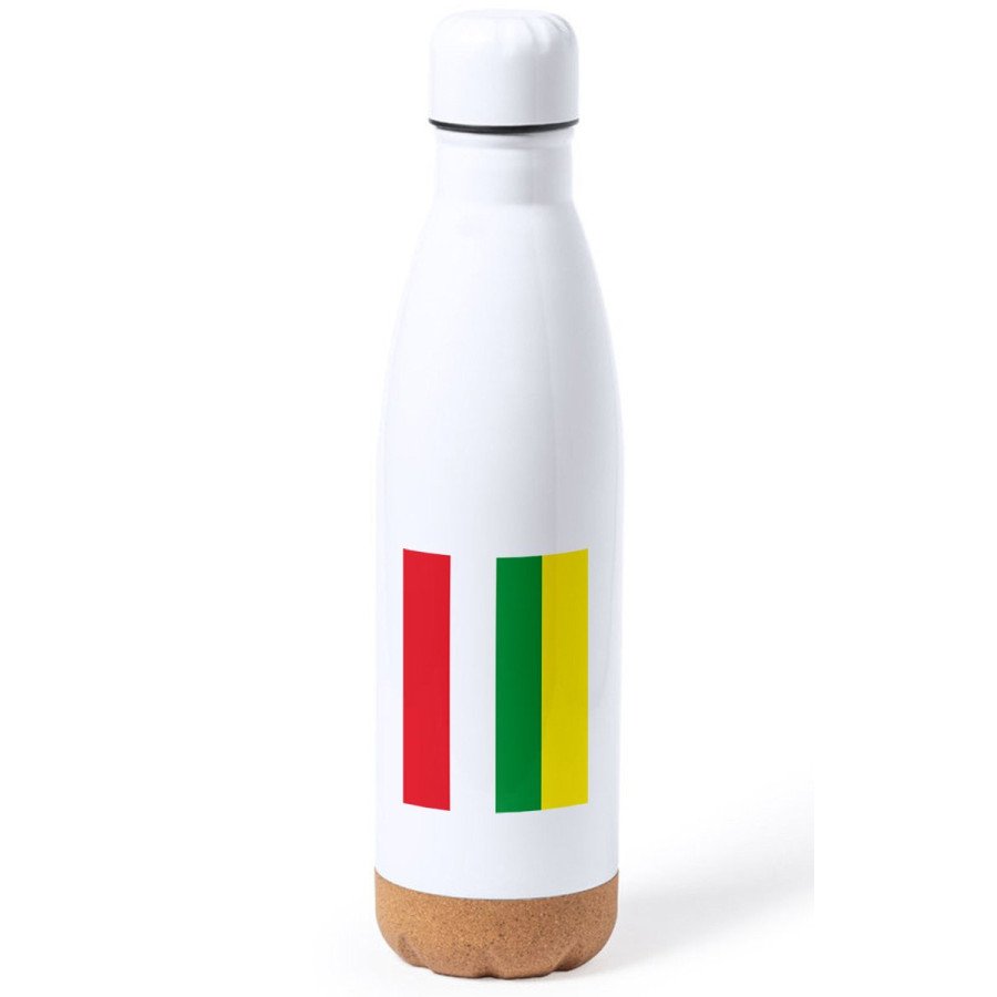 Bidón 750 ml acero inoxidable adorno de corcho bandera de la rioja españa comunidad autonoma tapon botella