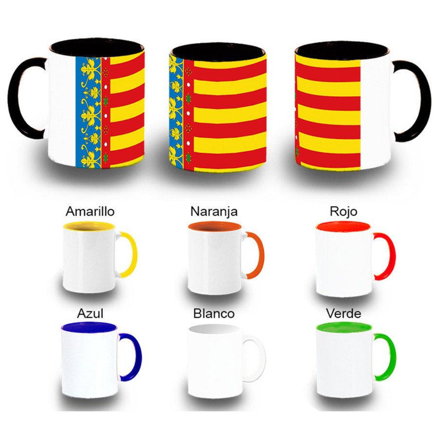 Taza colores bandera de valencia españa comunidad autonoma color personalizada