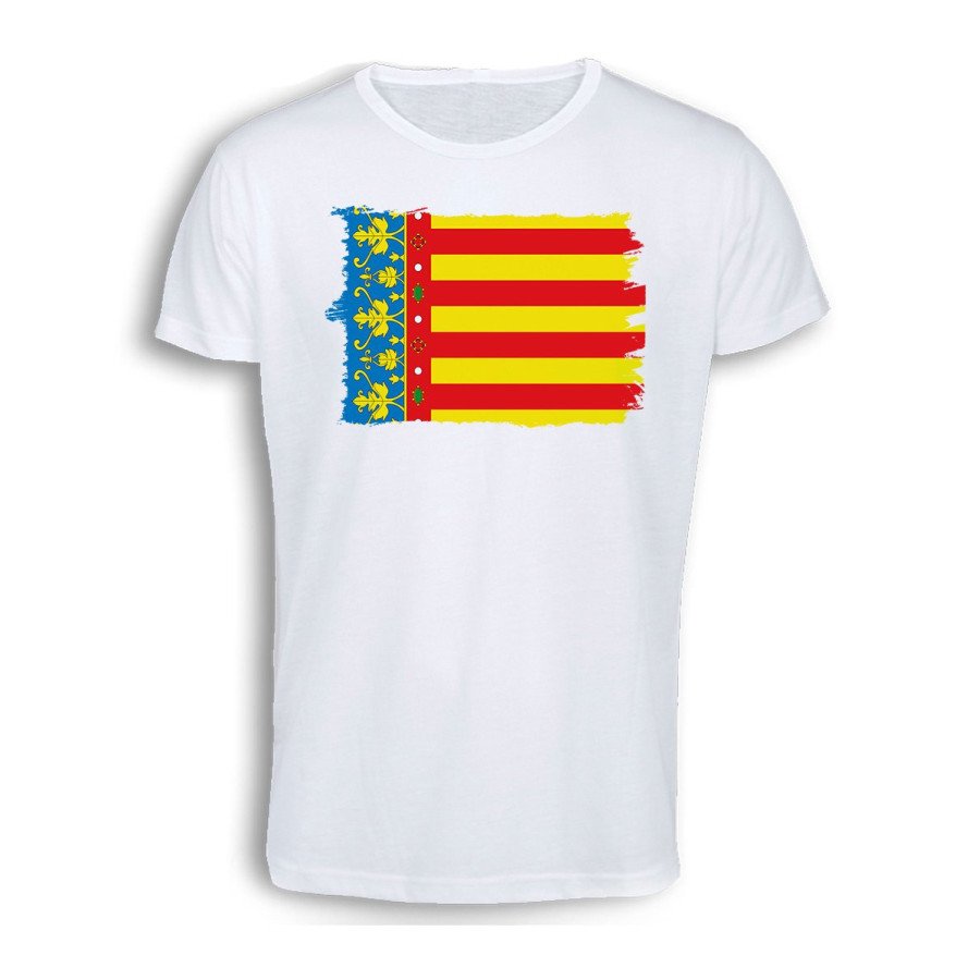 CAMISETA TACTO ALGODÓN bandera de valencia españa comunidad autonoma cómoda personalizada