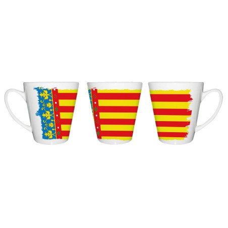 Taza cónica bandera de valencia españa comunidad autonoma conica personalizada