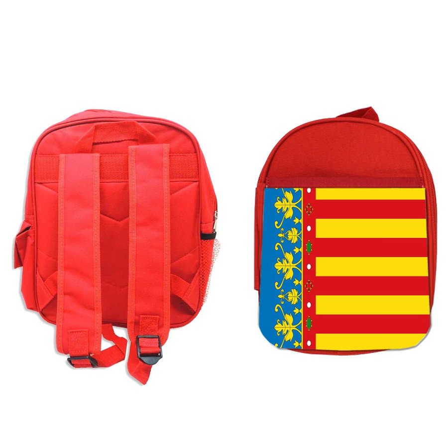Mochila Roja bandera de valencia españa comunidad autonoma escolar personalizado