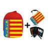 Pack Mochila Roja y Estuche bandera de valencia españa comunidad autonoma material escolar