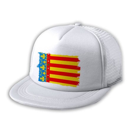 Gorra 5 paneles redecilla trasera bandera de valencia españa comunidad autonoma estilo rapero