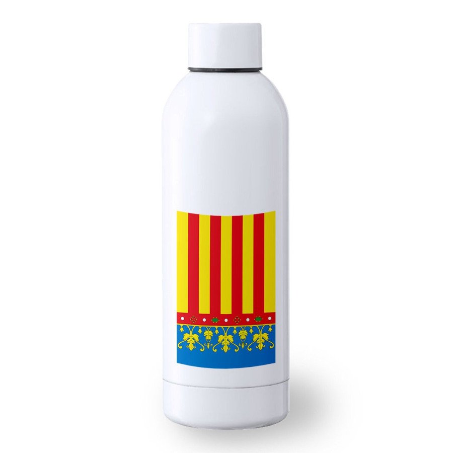 Bidón 500 ml acero inoxidable bandera de valencia españa comunidad autonoma deporte deportivo botella senderismo