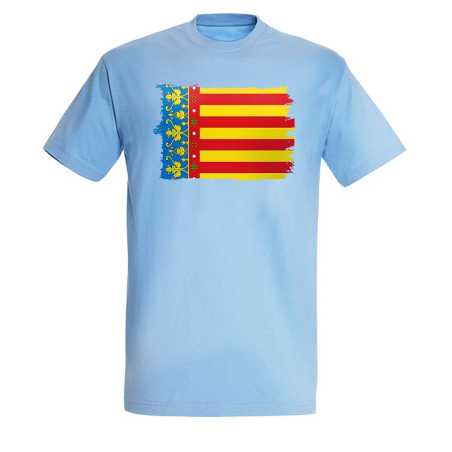 CAMISETA Azul Cielo bandera de valencia españa comunidad autonoma moda verano personalizada