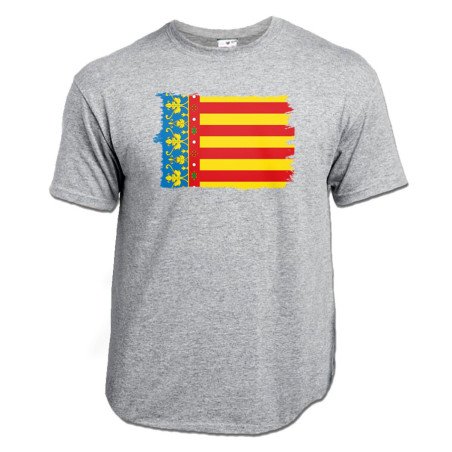 CAMISETA Gris mezcla bandera de valencia españa comunidad autonoma moda verano personalizada
