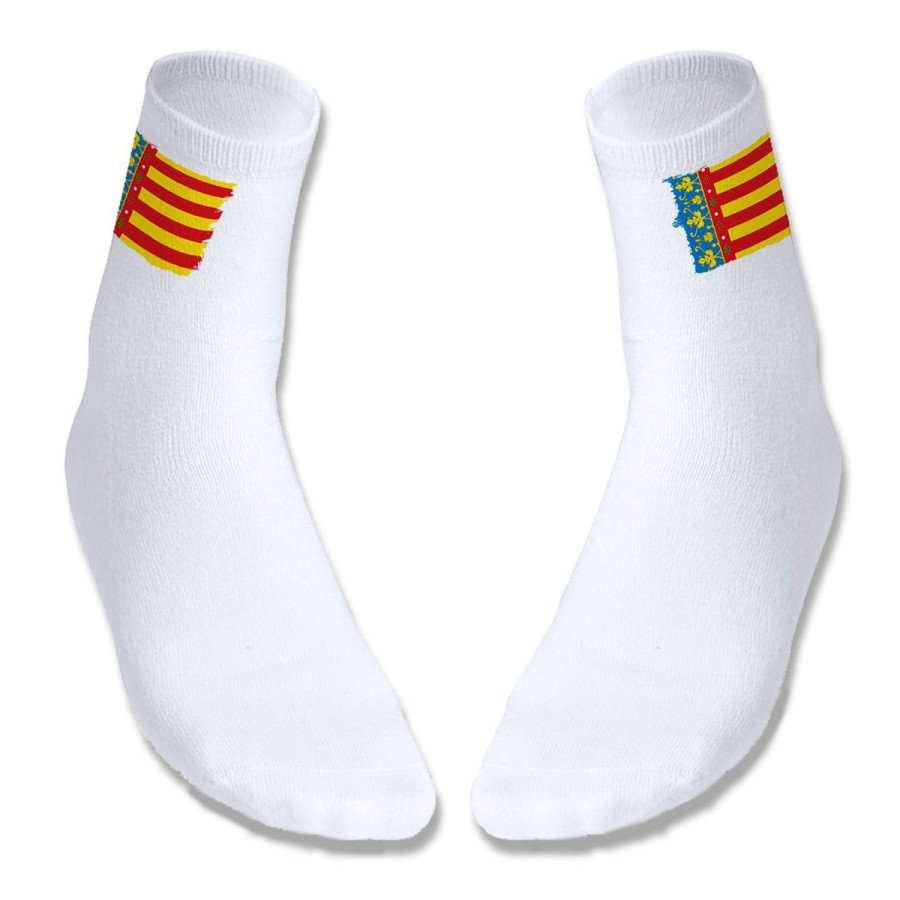 Par de calcetines suaves talla S-M bandera de valencia españa comunidad autonoma deportivos moda poliester