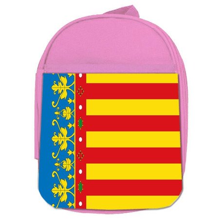 Mochila Rosa bandera de valencia españa comunidad autonoma escolar personalizado picnic excursión deporte