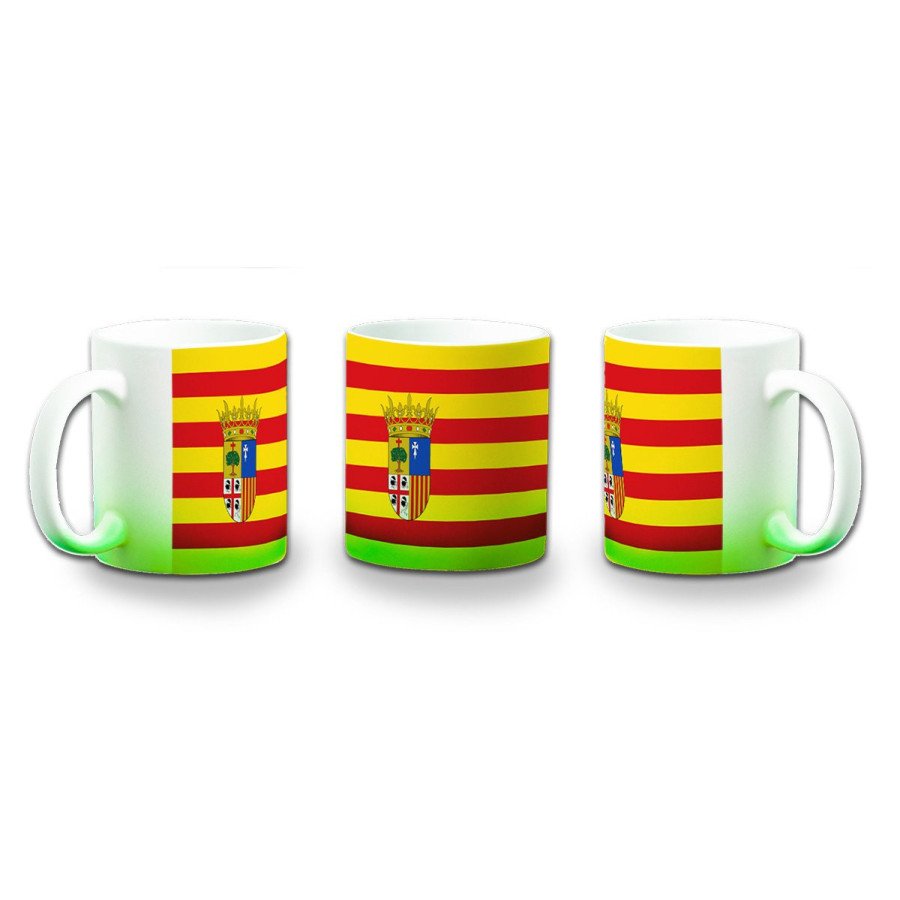 Taza con degradado bandera de aragon españa comunidad autonoma color personalizada