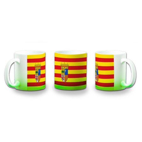 Taza con degradado bandera de aragon españa comunidad autonoma color personalizada