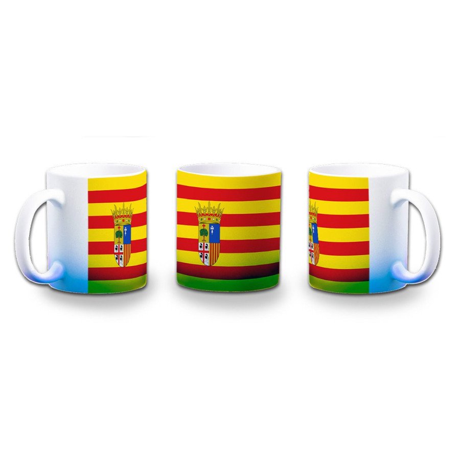 Taza con degradado bandera de aragon españa comunidad autonoma color personalizada