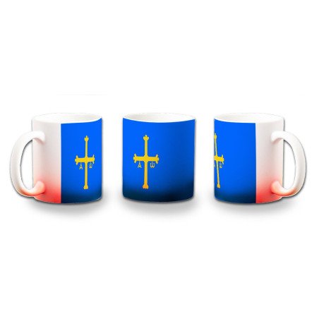Taza con degradado bandera de asturias españa comunidad autonoma color personalizada