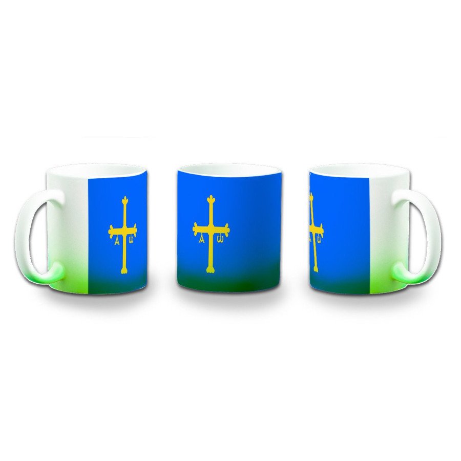 Taza con degradado bandera de asturias españa comunidad autonoma color personalizada