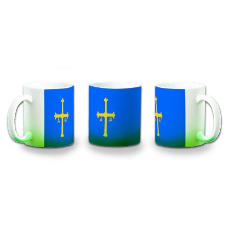 Taza con degradado bandera de asturias españa comunidad autonoma color personalizada