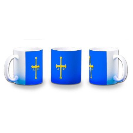Taza con degradado bandera de asturias españa comunidad autonoma color personalizada
