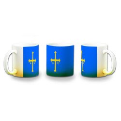 Taza con degradado bandera de asturias españa comunidad autonoma color personalizada