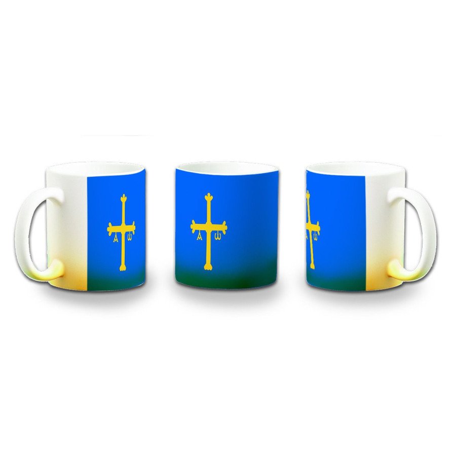 Taza con degradado bandera de asturias españa comunidad autonoma color personalizada