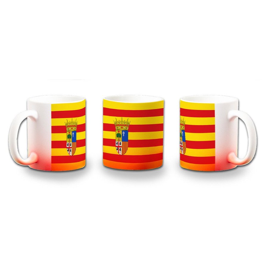 Taza con degradado bandera de aragon españa comunidad autonoma color personalizada