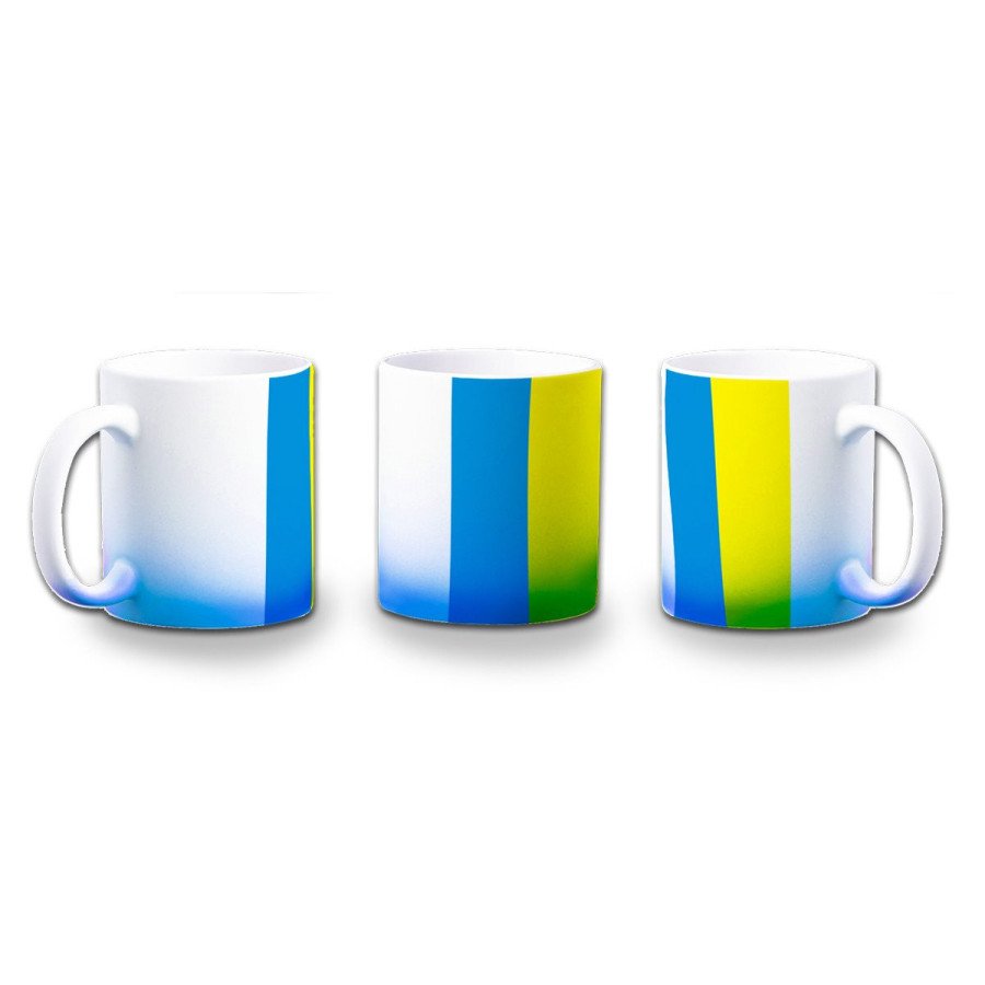 Taza con degradado bandera de canarias españa comunidad autonoma color personalizada