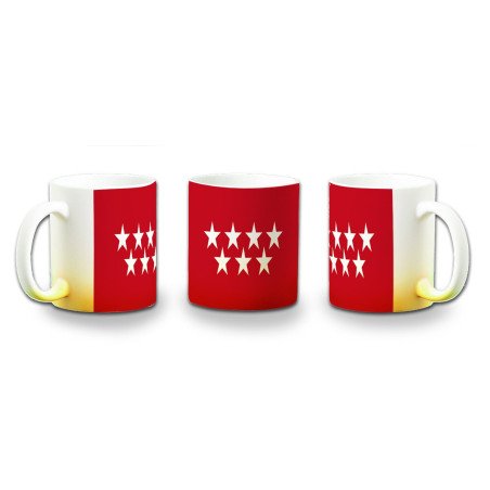 Taza con degradado bandera de madrid españa comunidad autonoma color personalizada