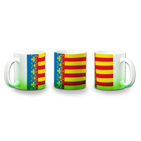 Taza con degradado bandera de valencia españa comunidad autonoma color personalizada