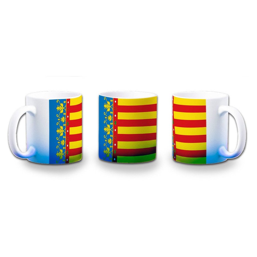 Taza con degradado bandera de valencia españa comunidad autonoma color personalizada