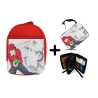 PACK MOCHILA ROJA Y ESTUCHE BENJI PRICE PORTERO FUTBOL material escolar