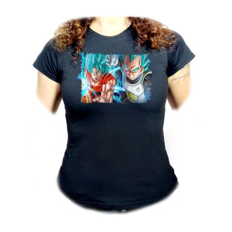 CAMISETA NEGRA MUJER GOKU VEGETA SSJ BLUE oferta personalizada