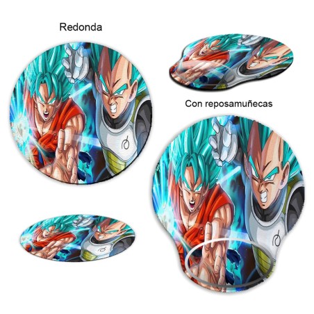 ALFOMBRILLA REDONDEADA GOKU VEGETA SSJ BLUE curva curvada reposamuñecas pc raton