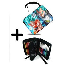 PACK MOCHILA Y ESTUCHE GOKU VEGETA SSJ BLUE material escolar