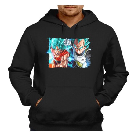 SUDADERA NEGRA CON CAPUCHA GOKU VEGETA SSJ BLUE adulto poliester algodón personalizada