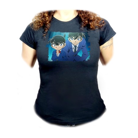 CAMISETA NEGRA MUJER DETECTIVE CONAN ANIME SERIE oferta personalizada