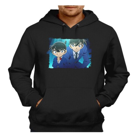 SUDADERA NEGRA CON CAPUCHA DETECTIVE CONAN ANIME SERIE adulto poliester algodón personalizada