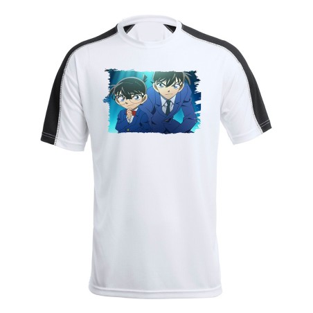 CAMISETA TÉCNICA FRANJA MANGAS NEGRA DETECTIVE CONAN ANIME SERIE personalizada