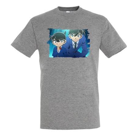 CAMISETA GRIS MEZCLA DETECTIVE CONAN ANIME SERIE moda verano personalizada