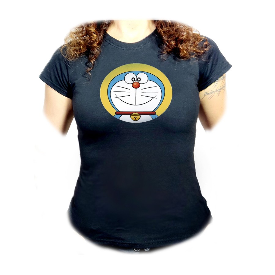 CAMISETA NEGRA MUJER GATO AZUL SERIE NIÑOS ANIME DIBUJOS oferta personalizada