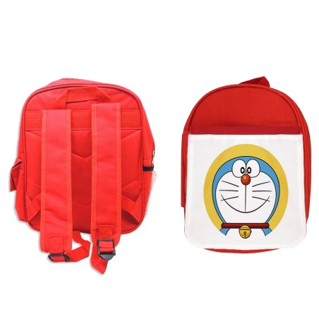 MOCHILA ROJA GATO AZUL SERIE NIÑOS ANIME DIBUJOS escolar personalizado