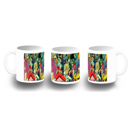 TAZA FOTOLUMINISCENTE CABALLEROS DEL ZODIACO ANIME BRILLA OSCURIDAD