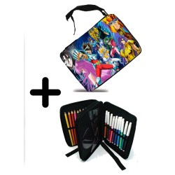 PACK MOCHILA Y ESTUCHE CABALLEROS DEL ZODIACO ANIME material escolar